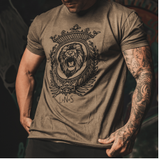 Printed lion logo round neck T-shirt HF2703-04-03