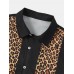 Mens Leopard Print Button Up Lapel Short Sleeve Shirts