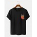 Mens Dog Fries Chest Print Crew Neck Short Sleeve T  Shirts