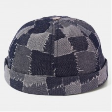 Men Casual Landlord Caps Skull Caps Patchwork Cowboy Denim Hat